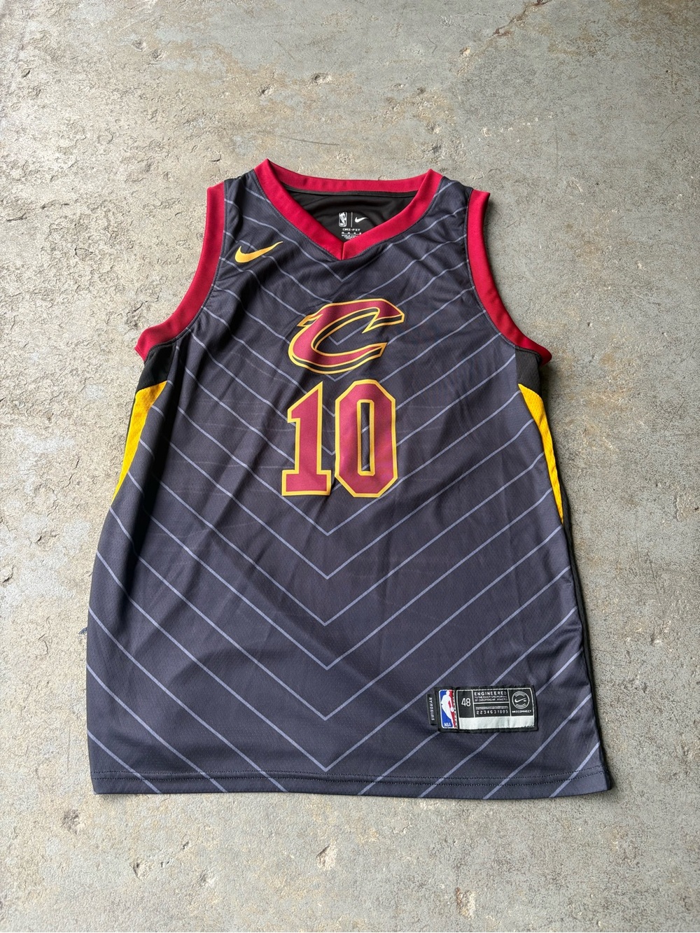 NBA Cleveland Cavaliers Mens Darius Garland Black Jersey with Maroon and Gold